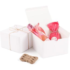 ValBox 6x6x4 Gift Boxes with 98ft Twine 20 Pack White Paper Gift Boxes with Lids for Gifts, Crafting Cupcake Boxes, Easy Assemble Bridesmaids Proposal Boxes