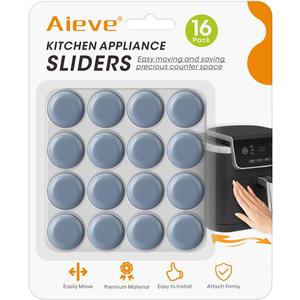 Aieve Appliance Sliders, 16 Pcs Self Adhesive Appliance Slider for Easy Moving & Space Saving, Small Countertop Rollers Kitchen Hacks Mixer Accessories