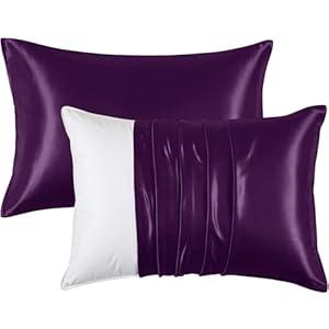 Satin Pillowcases for Hair and Skin - Black Standard Size Pillow Cases 2 Pack - Similar to Silk Pillowcases with Envelope Closure - Soft & Silky Pillow Covers for Him or Her