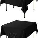 Fokitut 2 Pack Waterproof Square Tablecloth, 70x70 Inch, Stain Resistant and Wrinkle Polyester Table Cloth, Fabric Table Cover for Kitchen Dining, Wedding, Party, Holiday Dinner-Black