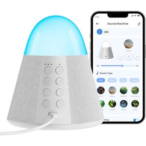Upgraded Sound Machine with 54 Soothing Sounds, Brown & Pink Noise Sound Machine with App Control, Timer, Night Light, Bluetooth Speaker, Memory Function for Adult, Baby, for Sleep Travel Home