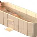 Portable Bathtub for Adults 47" Large Foldable No-Installation Soaking Tub | for Shower Stall, Collapsible Standing Plunge Bath with Lid, 5-Layer Insulated Liner, Fast Drain (Beige, 47.2"×21.6"×19.6")