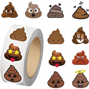 500PCS Poop Stickers 10 Styles Sticker Rolls Funny Meme Stickers Poop Party Favors Waterproof Vinyl Stickers(500 Per Roll)