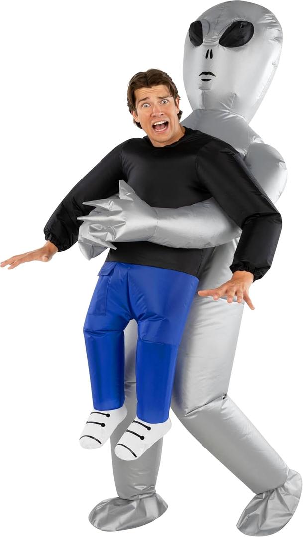 Morph Alien Costume, Silver Inflatable Alien Costume Adult, Inflatable Costumes Adult, Blow Up Costumes for Adults, One Size 