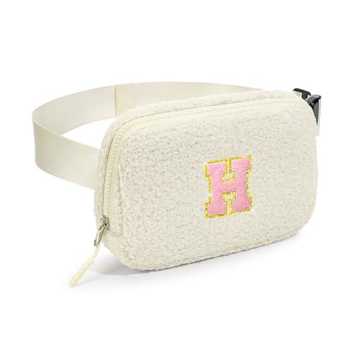 Cotmcor Birthday Gifts for 4 5 6 7 8 9 10 11 12 13 Year Old Girls Initial Fanny Pack Crossbody Bag Belt Bag Purse, Gifts for Teen Girls Kids White H