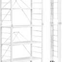 Himix 5 Tier Foldable Storage Shelves, Expandable Folding Pantry Shelf with Wheels, Changeable into 2 Shelf Units, Collapsible Storage Rack Metal Shelves for Kitchen, Room, Garage, White