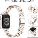 Slim Metal Band for Apple Watch Bands for Women 41mm 40mm 42mm(S10/11) 38mm iWatch Bands, Thin Dressy Fancy Strap for Apple Watch Band Series 10 11 Series 9 8 SE 7 6 5 4 3-Starlight+Rose Gold