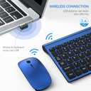 TopMate Wireless Keyboard and Mouse Ultra Slim Combo, 2.4G Silent Compact USB Mouse and Scissor Switch Keyboard Set with Cover, 2 AA and 2 AAA Batteries, for PC/Laptop/Windows/Mac - Blue Black