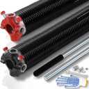 Pair of 2" Garage Door Torsion Springs (0.218" x 2" x 26") with Non-Slip Winding Bars & Gloves, Heavy-Duty Replacement, 18,000 Cycles, High Precision Electrophoresis Black Coated