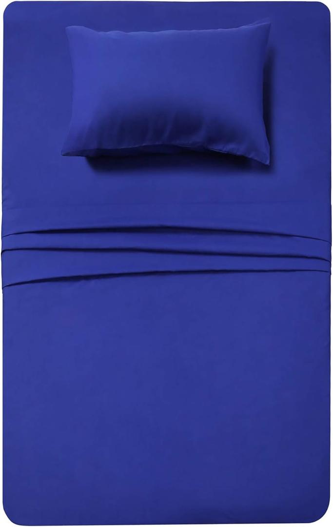 Best Season 3 Piece Bed Sheet Set (Twin,Royal Blue) 1 Flat Sheet,1 Fitted Sheet and 1 Pillow Cases,Super Soft Brushed Microfiber 1800 Luxury Bedding,Deep Pockets &Wrinkle,Fade Resistant