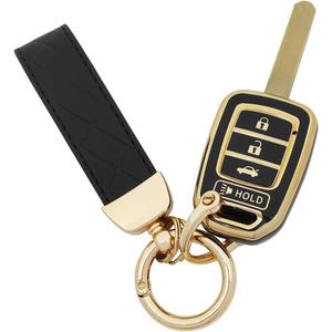 TPU Protective Key Fob Cover Case Compatible with Honda 2013-2016 Honda Accord 2014-2015 CRV 2014-2015 Civic Key Fob (Black)