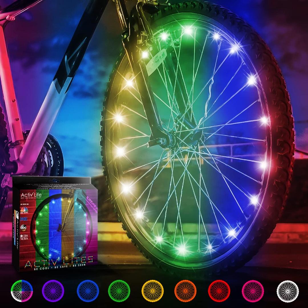 Activ Life LED Bike Wheel Lights with Batteries Included! Get 100% Brighter and Visible from All Angles for Ultimate Safety & Style (1 Tire Pack) (Color Changing)
