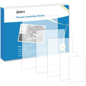 Uinkit Thermal Laminating Pouches Variety Small Size 5mil Thickness Card Notecard ID Badge Business Photo Size Professional Quality Dry-Erase Friendly Sheets Glossy Clear Laminator Pouch, 100 Pack