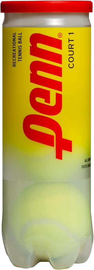 Penn Court 1 Recreational Tennis Balls - Regular Duty Felt Pressurized Tennis Balls - 1 Can, 3 Balls