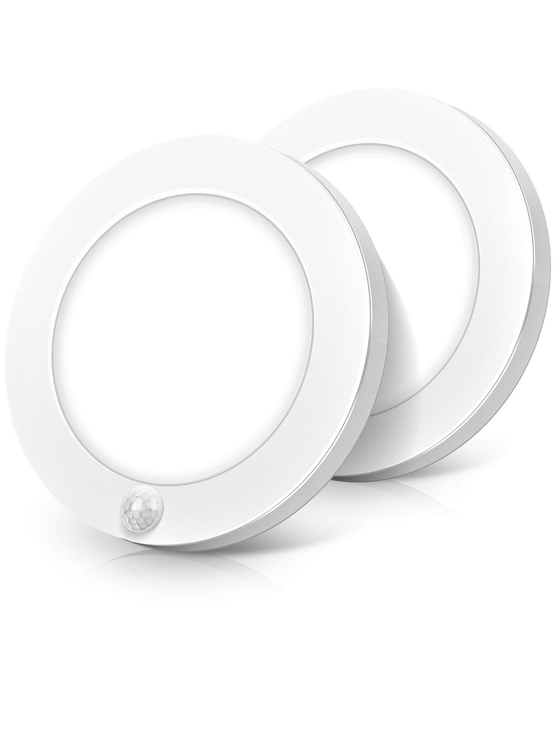 Brightever Motion Sensor LED Ceiling Lights, 1200LM & 15W(100W Equivalent), 3000K/4000K/5000K Selectable, 7.5inch Flush Mount Lighting Fixture for Indoor, Stairs, Pantry, Closet, Pack of 2, White