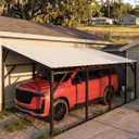 GarveeLife 12x20 ft Wall-Mounted Metal Carport, Lean-to Car Port, Vehicle Parking, Outdoor Storage, 12x20 FT Vertical Roof