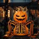 Leyndo Halloween Inflatables Decorations Outdoor 5.6 ft Pumpkin Skeleton Skull Giant Inflatables Built-in LED Halloween Blow up Yard Decoration Spooky with Lights for Garden Patio Lawn Party Decor