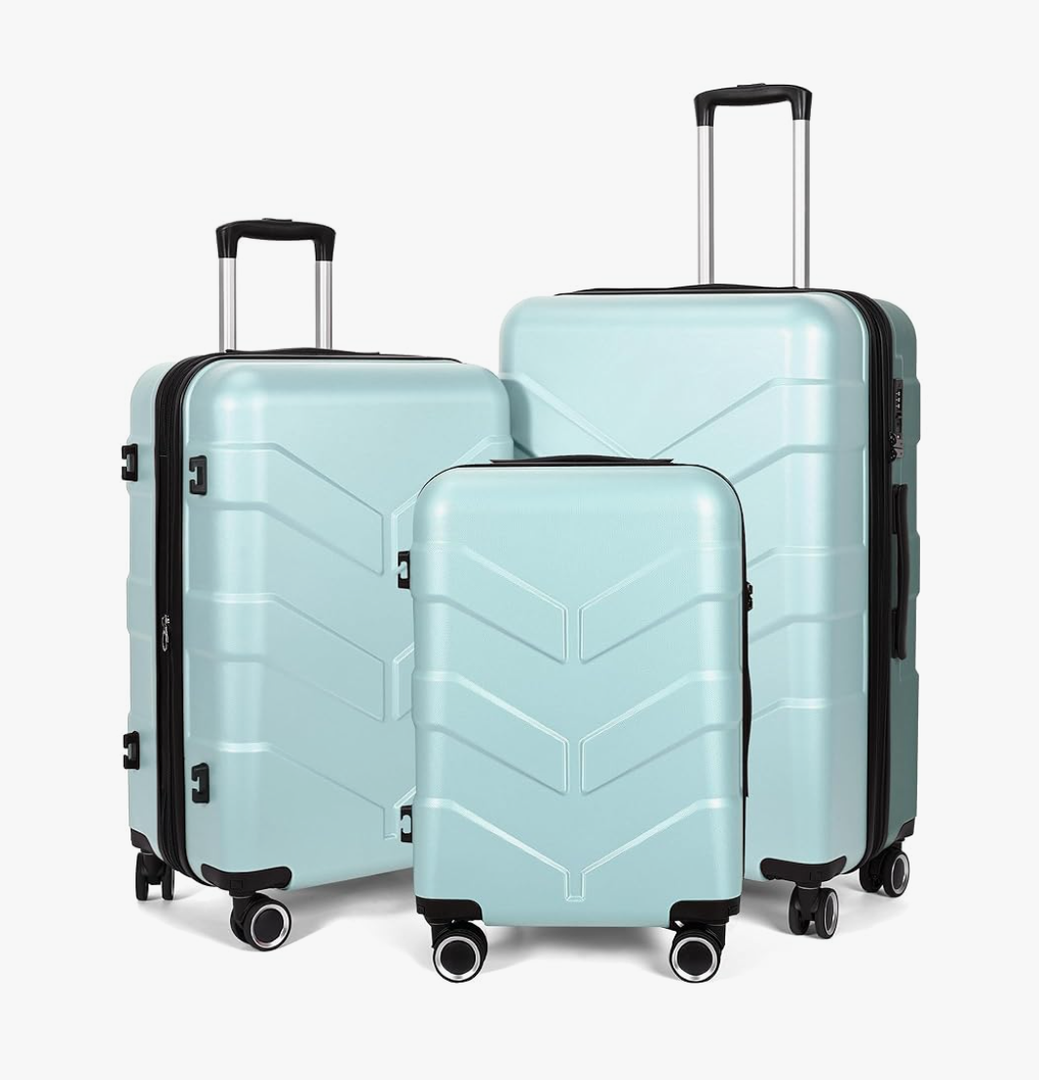 Luggage Sets 3 Piece with Spinner Wheel, Hardside Suitcase Set with TSA Lock, Expandable Travel Luggage for Men and Women, Mint Green