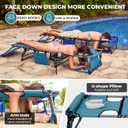 FUNDANGO 4 in 1 Tanning Chair with Face Hole, Beach Lounge Chair w/Canopy Shade & Side Table Chaise Lounge Chairs for Patio, Pool, Lawn, Sunbathing, 5-Position Adjustable Sun Lounger, Cyan