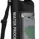 Dry Bags 2L PVC Waterproof Dry Bag with Touch Screen, Detachable Strap, for Trekking, Surfing & Boating(Black)