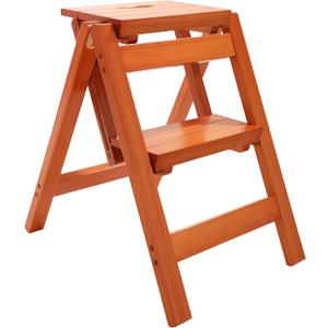 Kitchen Folding Step Stool, Wooden Collapsible Closet Step Ladder for Home