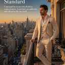Men's Suit 3 Piece Linen Suits Slim Fit Suit Blazer Vest Pants Set Wedding Prom Tuxedos Business Casual Suit (Green, M)
