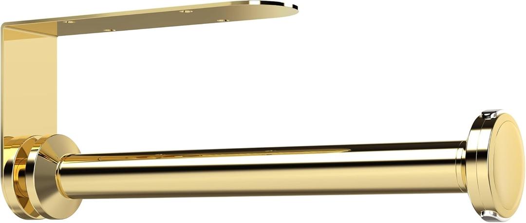 theaoo Paper Towel Holder Under Cabinet, One-Handed Tear Wall Mount Paper Towel Holder Dispenser with Damping Function for Kitchen Organization, Stainless Steel, Self-Adhesive or Drill mounting, Gold