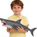 SmilerSmile Simulated Ocean Big Animal, One pc 15 Inch Soft Filled Rubber Sea Educational Toys (Great White Shark)