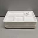 Compostable 5 Compartment Plates Disposable, 12.5 x 8.5 inch, [50-Pack] Heavy Duty Paper Plates with dividers, Sturdy School Lunch Trays, White Large Paper Dinner Plates for Buffet Party