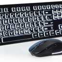 Large Print Backlit Wireless Keyboard and Mouse, 2.4G Full Size Keyboard and Mouse Combo with Big Letters and Backlight Key, Easy to See Big Letters, Light Up Keyboard for Windows, PC, Laptop, Desktop