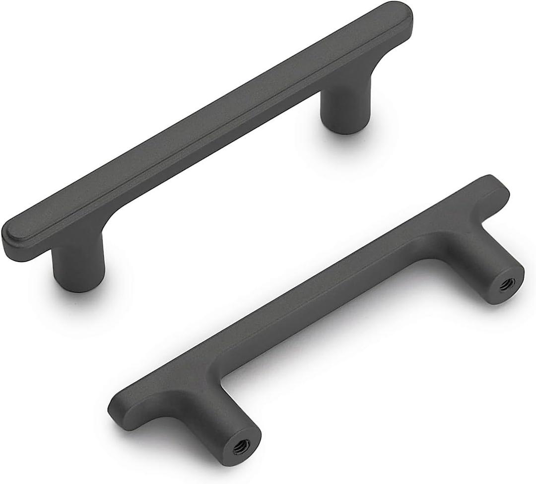 10 Pack 3 Inch(76mm) Matte Dark Gunmetal Gray Modern Cabinet Pulls Kitchen Cabinet Handles Kitchen Cabinet Hardware Timeless Drawer Pulls for Dresser Wardrobe, Gray (3x10)