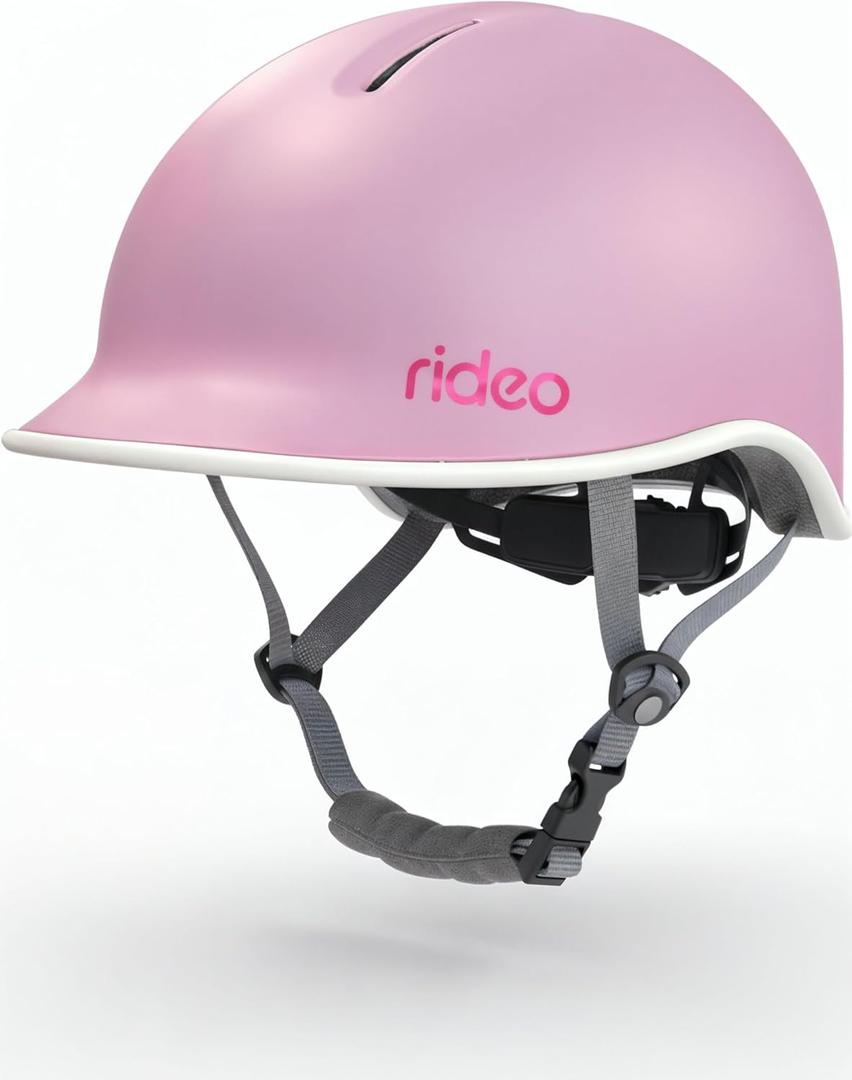 Rideo Kids Bike Helmet for Kids 3-5, Advanced Safety Boys and Girls Helmet, Adjustable & Multi-Sport, Patented Safety Buckle, Toddler to Youth (Pink-Purple), Kid Size