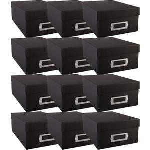 Simply Tidy Photo Storage Box Store and Protect Pictures, Documents, and Prints - Black, Bulk 12 Pack