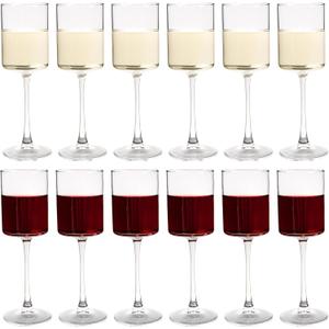 YANGNAY White Wine Glasses Set of 12, Clear Stemmed Wine Glasses for Party, Home, Restaurant Use, 9.5 oz 