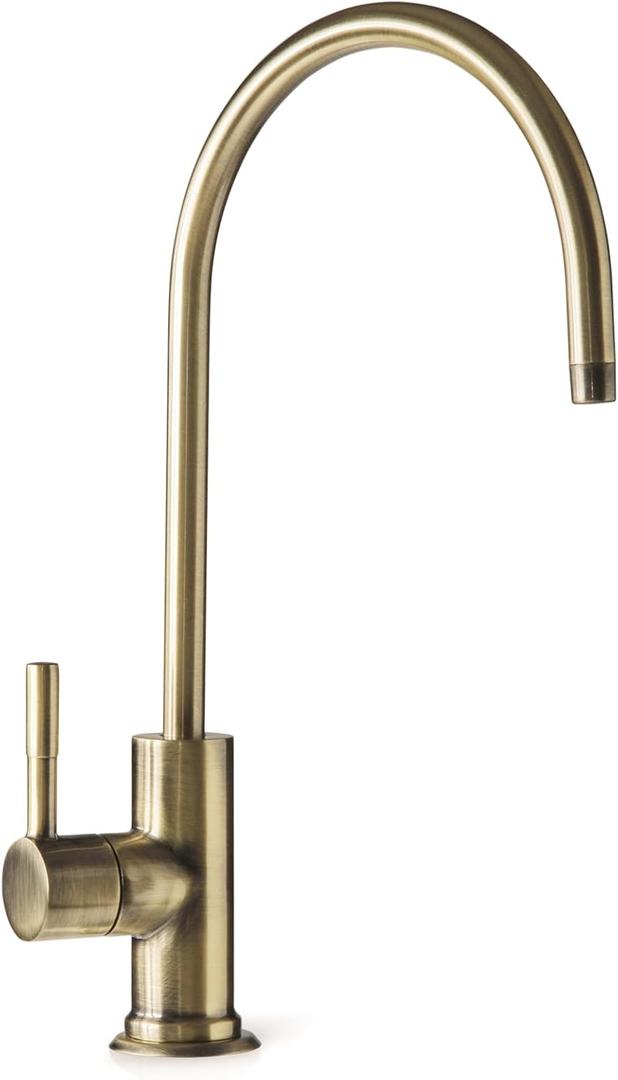 iSpring GA1-AB Heavy-Duty Contemporary Non-Air Gap RO Faucet  Premium Lead-Free Design for RO Filtration Systems & Bar Sinks, Antique Brass