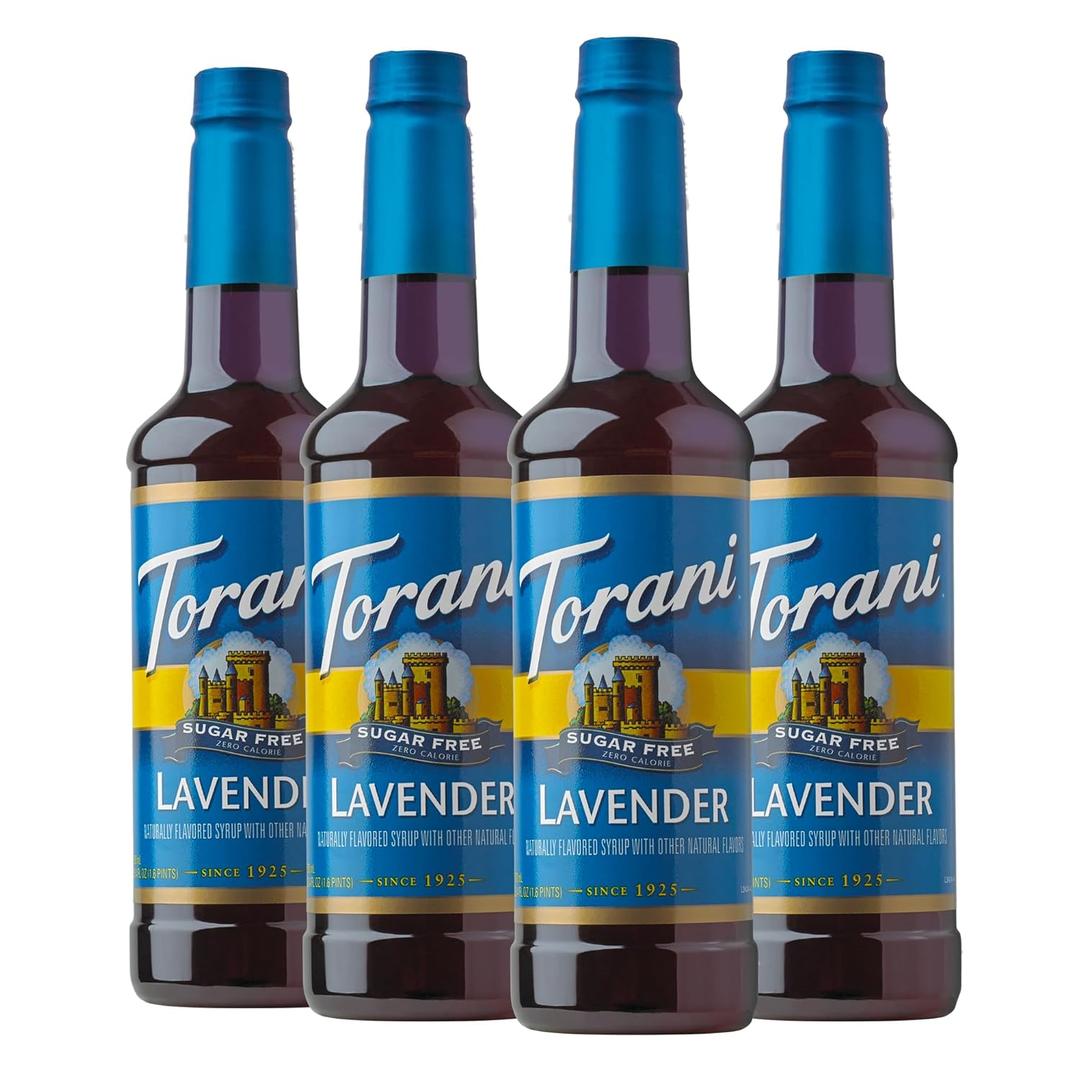Torani Sugar Free Syrup, Lavender, Flavored Syrup for Drinks, 25.4 Fl Oz (Pack of 4)