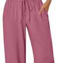 Trendy Queen 2 Piece Matching Summer Lounge Set Womens Side Ruching Top Wide Leg Pants Sets with Pockets, Small