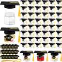 Newtay 50 Set DIY 2026 Graduation Party Favors Mason Jar Graduation Candy Gifts Jar Plastic Candy and Paper Cap for 2026 Party Decoration Kindergarten Supplies(Black)