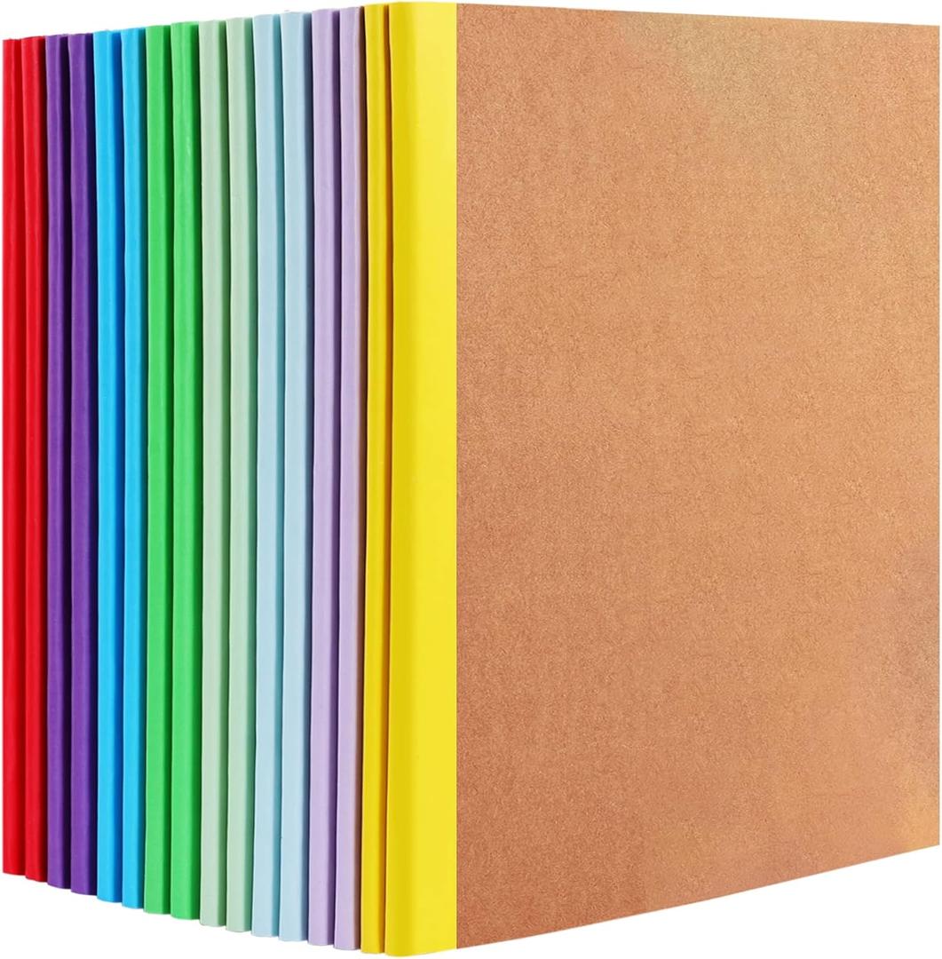 Yihurlm 16 Pack Composition Notebooks Bulk,A5 Kraft Notebooks 60 Pages,Lined Pages Travel Journals with Rainbow Spines,Composition Notebook Wide Ruled for School Office Home,8.3 X 5.5 in, 8 Colors