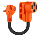 30 Amp to 50 Amp RV Adapter Cord,NEMA TT-30P to NEMA 14-50R Electrical Power Adapter with LED Power Indicator,10 Gauge RV Dogbone Adapter Cord 12 Inch with Grip,ETL Listed