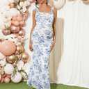 Women's Floral Maternity Dress Bodycon Fishtail Long Pregnancy Tank Dresses, Size: Small