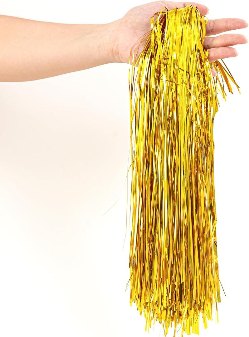 3000 Strands Christmas Tinsel Icicles Golden Metallic Tinsel Foil Fringe Icicles Christmas Tree Tinsel Decoration for Christmas Birthday Wedding Party Hanging Decoration