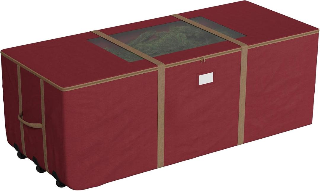 Rolling Christmas Tree Storage Bag - Heavy-Duty Storage Bags for 12FT Artificial Trees, Seasonal Décor, Packing, Moving, and More by Elf Stor (Red)