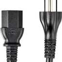 Amazon Basics PC Power Cord, 6 feet, AC Power Cord for Monitor, Computer, TV, 3 Prong, 18 AWG, 125 Volts, Black