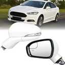 Driver Side Mirror Compatible with Ford Fusion 2013-2016, Heated, with Turn Signal, Puddle Light, Blind Spot, Manual Folding, Power Mirrors Replace DS7Z17683BA (Left White)