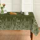 Horaldaily Spring Summer Summer Tablecloth 60x84 Inch Oval, Wild Flowers Floral Moss Green Washable Seasonal Table Cover for Party Picnic Dinner Decor