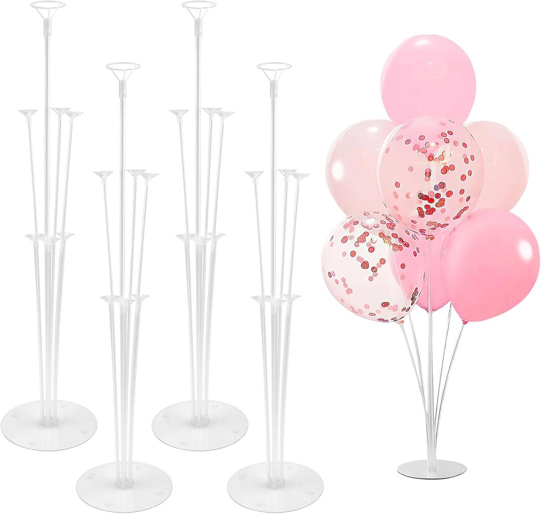 Balloon Stand Kit - 4 Sets with Balloon Sticks, Stands for Table & Floor, Archer with Base for Parties & Decorations