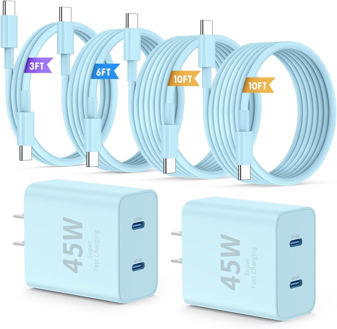 QZIIW iPhone 17 16 18 Pro Max Fast Charger,45W Dual Port USB C Fast Charger