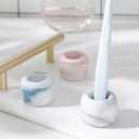 2 PCS Ceramic Toothbrush Holders, Decorative Toothbrush Stand with Unique Marble Textures, Minimalism Design Travel Toothbrush Holders for Bathroom, Vanity Counter (Rose Pink)