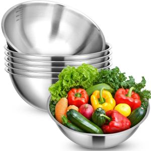 Honeydak 6 Pcs 304 Stainless Steel Mixing Bowls with Graduations, Salad Bowls Metal Serving Reusable Baking Food Storage Containers for Baking Cooking Salads Soups Ice Cream Noodles (54 oz)